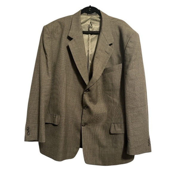 Gianni Valente Jacket Mens 50 Tan Herringbone Blazer Wool Sport Coat Preppy - Picture 1 of 9